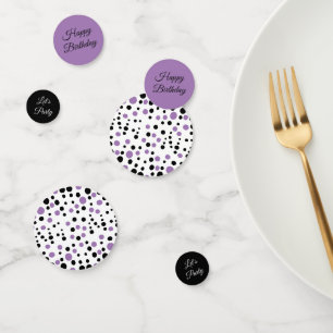 Confettis Polka violet et noire point anniversaire