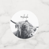 Confettis Portrait de vache Highland premier monogramme noir (Petit recto)