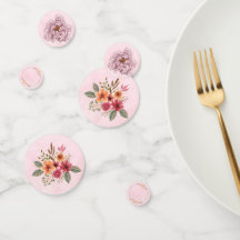 Confettis pour table en forme de fleurs roses pour