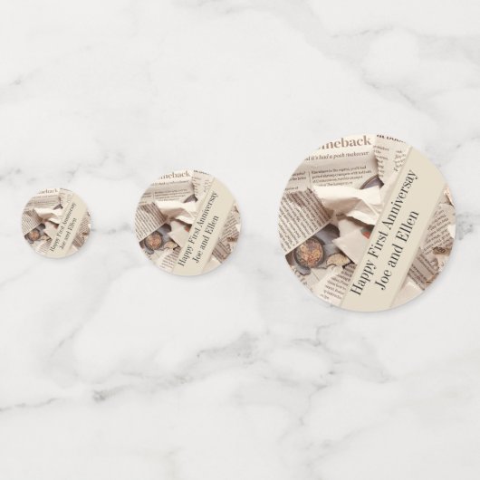 Confettis Premier anniversaire de Mariage modifiable (Derrière)