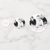 Confettis Premier anniversaire Pink Photo fête d'anniversair (Devant)