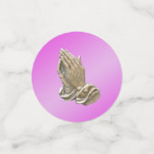 Confettis Prière mains baptême communion filles rose (Petit recto)