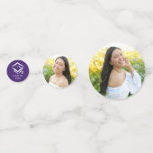 Confettis Purple 3 Photo Graduation Moderne Script Hearts Ca (Derrière)
