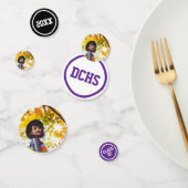 Confettis Purple Cercles Modernes Photo Graduation (Groupe)