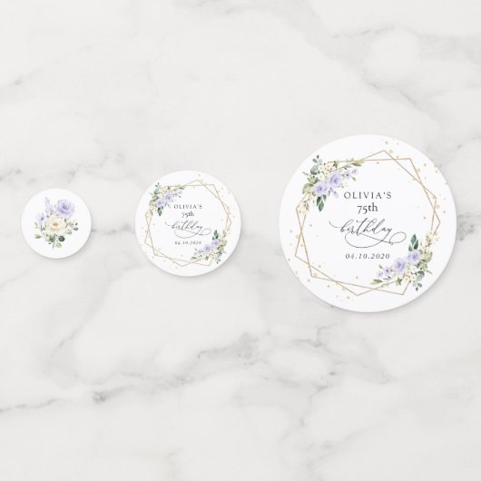 Confettis Purple Flowers, White Flowers, Greenery, Birthday (Derrière)