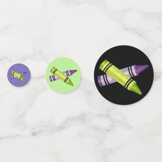 Confettis Purple Green Crayon Art Fournitures Enseignant Art (Devant)