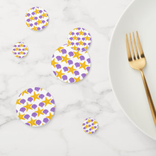 Confettis Purple Seashells Yellow Starfish Marine Life