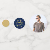 Confettis Quarante-cinq | Gold & Navy Blue 45th Birthday Par (Derrière)