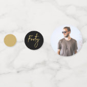 Confettis Quarante | Gold & Black Modern 40th Birthday Party (Derrière)