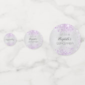 Confettis Quinceanera argent violet parties scintillant robe (Devant)