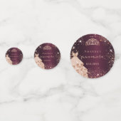 Confettis Quinceanera bordeaux rose or tiara robe photo (Derrière)