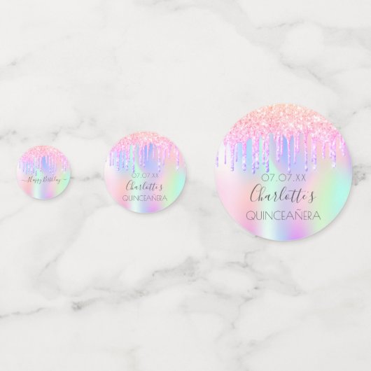 Confettis Quinceanera photo holographique parties scintillan (Devant)