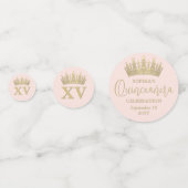 Confettis Quinceañera Photos & Gold Crown Mis XV Blush Rose (Derrière)