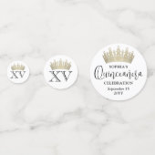 Confettis Quinceañera Photos & Gold Crown Mis XV Chic Modern (Derrière)