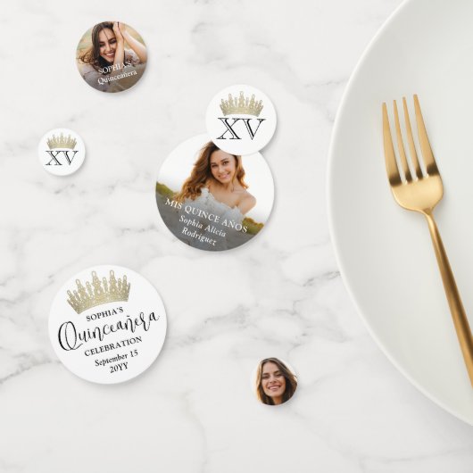 Confettis Quinceañera Photos & Gold Crown Mis XV Chic Modern (Groupe)