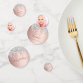 Confettis Quinceanera rose or parties scintillant argent nom (Groupe)