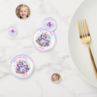 Confettis Rainbow Unicorn Girl's Birthday Party Personalized