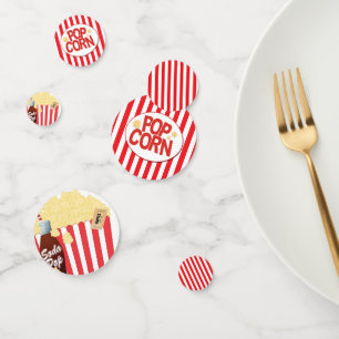 Confettis Rayures Rouges & Blanches Popcorn Amusant Fête d'A