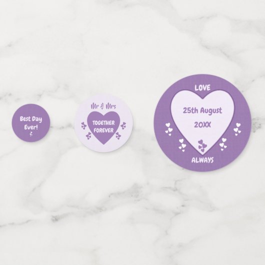 Confettis Réception de mariage Purple et Lilac coeurs table (Derrière)