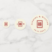 Confettis Rectangle classique Double Bonheur Mariage chinois (Derrière)