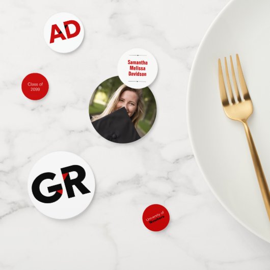 Confettis Red Big Bold Angle-Cut Lettres Graduation (Groupe)