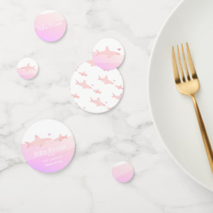 Confettis Requins mignons et Océan rose blanc BABY SHOWER