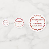 Confettis Retro 1950s Wavy Edge Mariage rouge foncé (Derrière)