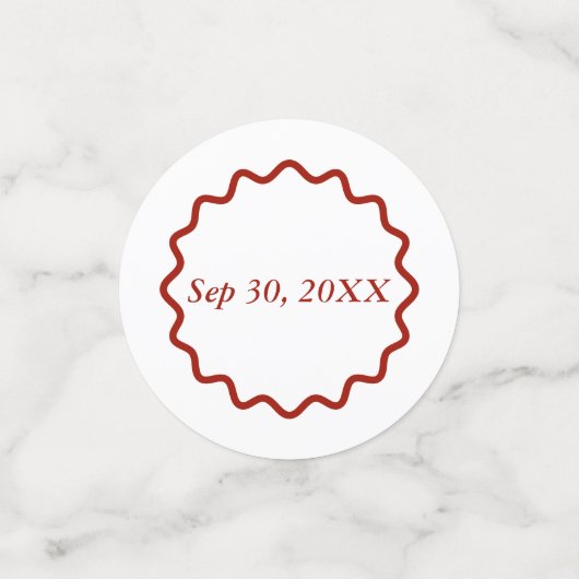 Confettis Retro 1950s Wavy Edge Mariage rouge foncé (Petit recto)