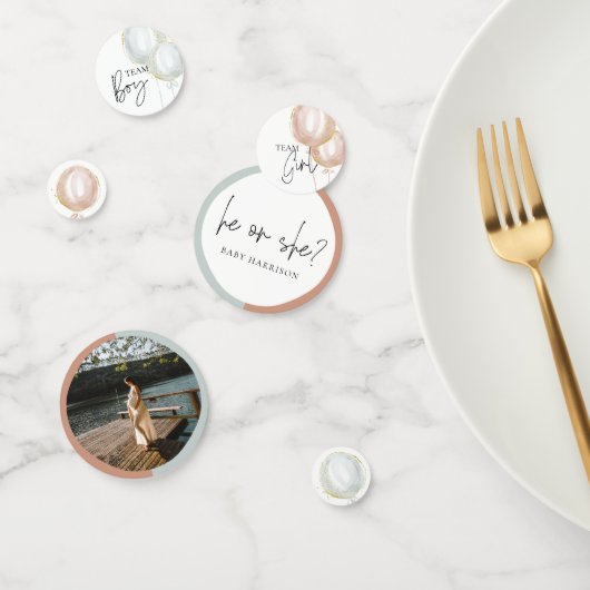 Confettis Révélation de genre Whimsical Rose & Blue Balloon (Groupe)