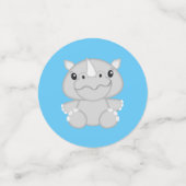 Confettis Rhino Baby shower Safari bleu (Petit recto)