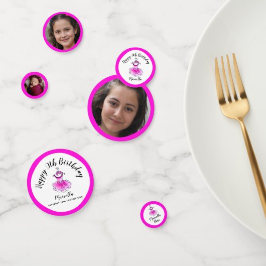 Confettis Robe tutu rose 9e anniversaire photo personnalisée (Groupe)