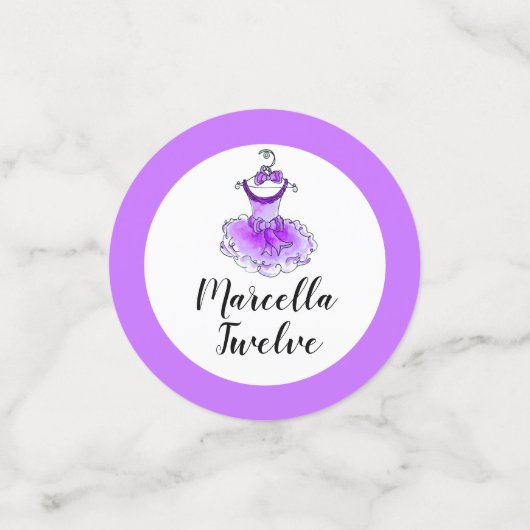 Confettis Robe tutu violet 12e anniversaire photo personnali (Petit recto)