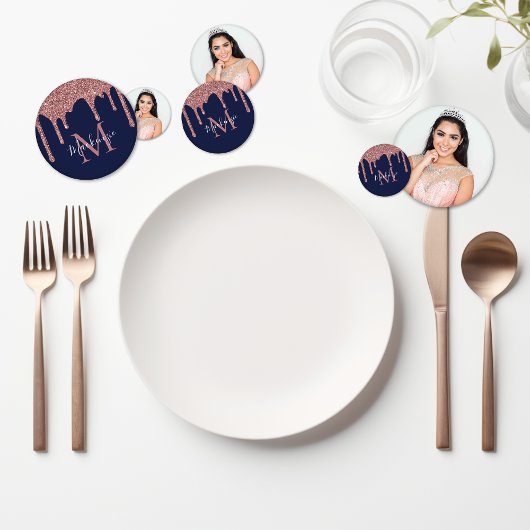 Confettis Rose bleu marine Parties scintillant d'or Drithday