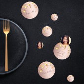 Confettis Rose de fête d'anniversaire or photo étoiles d'or