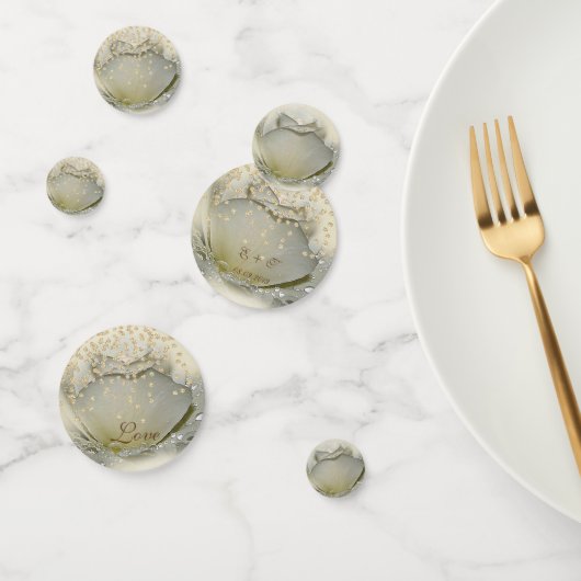 Confettis Rose élégant, Diamants d'or, Nom d'amour (Groupe)