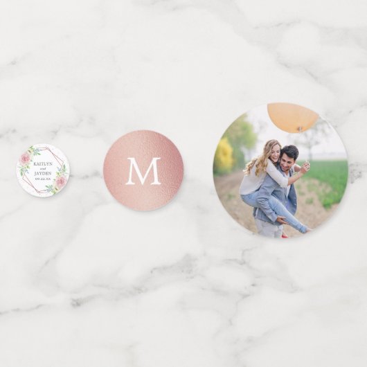 Confettis Rose géométrique chic Gold Foil Mariage floral (Derrière)