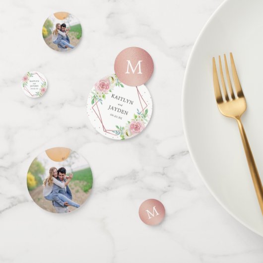 Confettis Rose géométrique chic Gold Foil Mariage floral (Groupe)