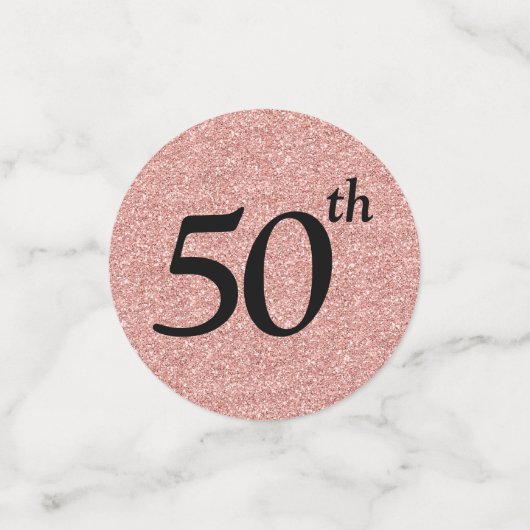 Confettis Rose Gold 50th Birthday Photo Parties scintillant (Petit recto)