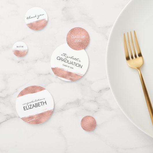 Confettis Rose Gold Brushstroke Graduation (Groupe)