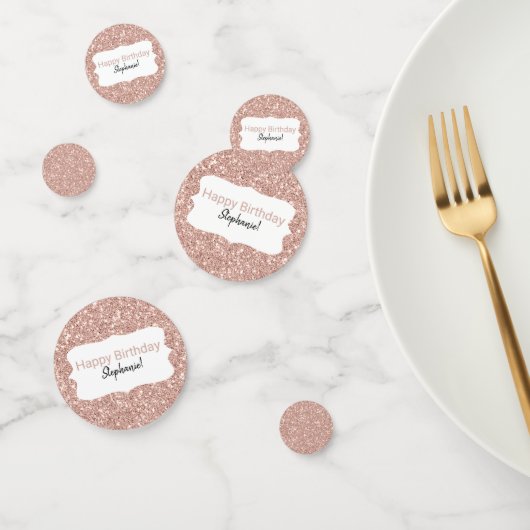 Confettis Rose Gold Parties scintillant Joyeux anniversaire (Groupe)