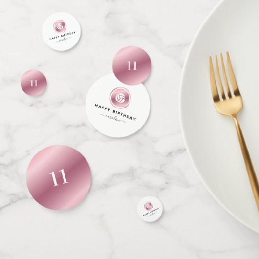 Confettis Rose Gold Volleyball Cute Girly Nom Sport Thème (Groupe)