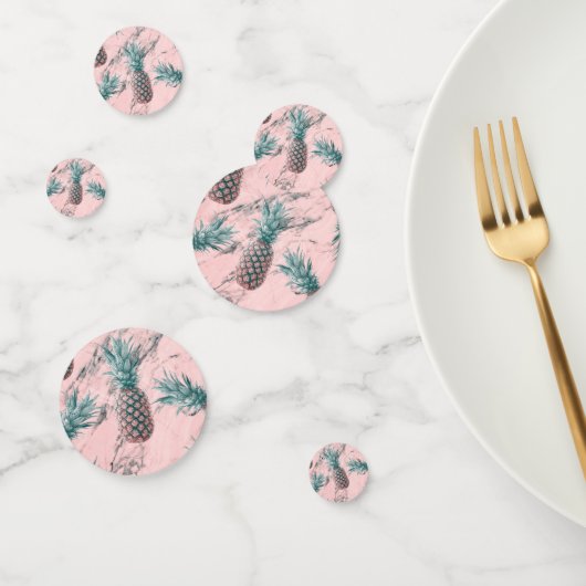Confettis Rose Moderne Marbre Rose Tropical Pineapple Chic (Groupe)