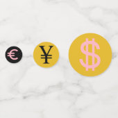 Confettis Rose, or et noir £, $ Euro & Yen symboles Party (Derrière)