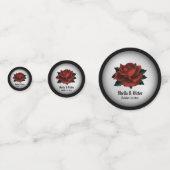 Confettis Rose rouge Mariage gothique Nom et date (Derrière)