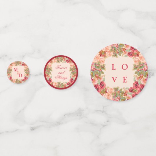 Confettis Roses d'aquarelle et table de réception Parties sc (Devant)