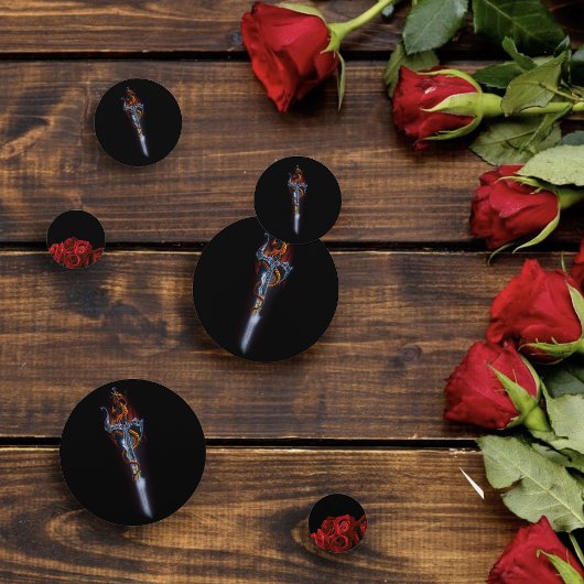 Confettis Roses d'épée de dragon rouge