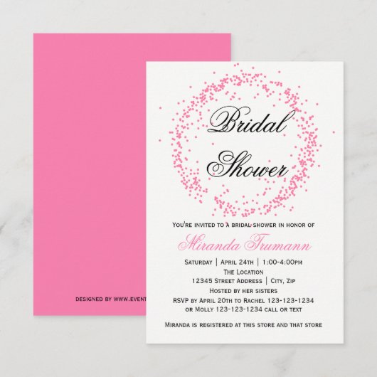 Confettis roses - invitation de la Fête de la (Devant / Derrière)
