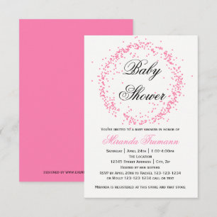 Confettis roses - invitation du baby shower 3x5