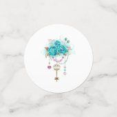 Confettis Roses turquoise avec touches (Petit recto)
