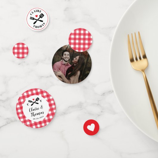 Confettis Rouge et blanc I Do BBQ Fiançailles douche (Groupe)